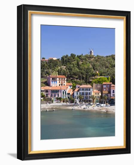 A View of the Beach at Collioure in Languedoc-Roussilon, France, Europe.-David Clapp-Framed Photographic Print