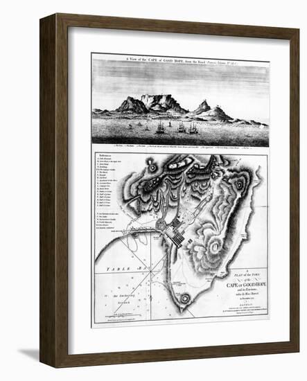 A View of the Cape of Good Hope and a Plan of the Town of the Cape of Good Hope and its Environs-English-Framed Giclee Print