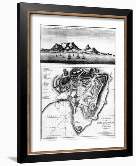 A View of the Cape of Good Hope and a Plan of the Town of the Cape of Good Hope and its Environs-English-Framed Giclee Print