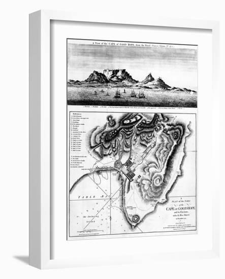 A View of the Cape of Good Hope and a Plan of the Town of the Cape of Good Hope and its Environs-English-Framed Giclee Print