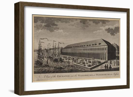 A View of the Exchange and the Warehouses at Petersburg in Russia-null-Framed Giclee Print