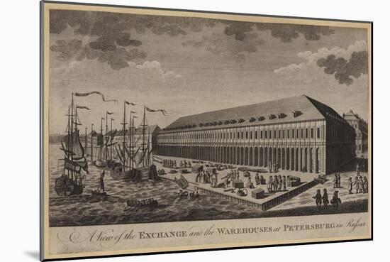 A View of the Exchange and the Warehouses at Petersburg in Russia-null-Mounted Giclee Print