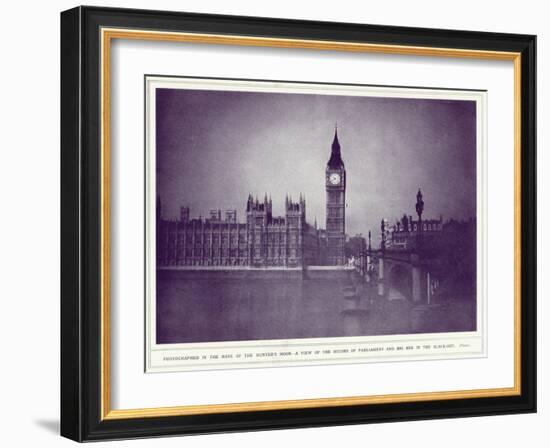 A View of the Houses of Parliament and Big Ben in the Rays of the Hunter's Moon, During the…-English Photographer-Framed Giclee Print