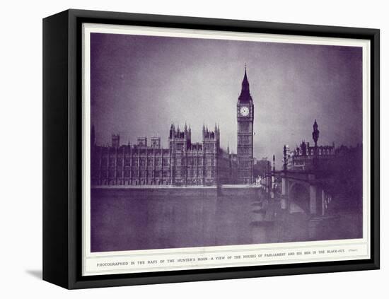 A View of the Houses of Parliament and Big Ben in the Rays of the Hunter's Moon, During the…-English Photographer-Framed Premier Image Canvas