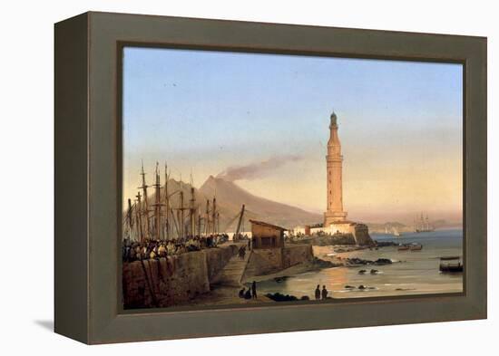 A View of the Lighthouse of Santa Lucia, Naples-Ippolito Caffi-Framed Premier Image Canvas