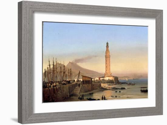 A View of the Lighthouse of Santa Lucia, Naples-Ippolito Caffi-Framed Giclee Print