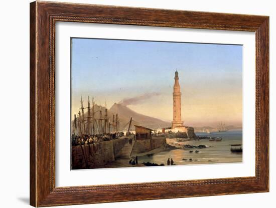 A View of the Lighthouse of Santa Lucia, Naples-Ippolito Caffi-Framed Giclee Print