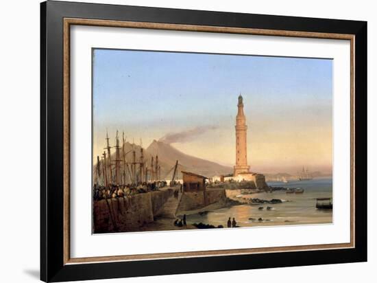 A View of the Lighthouse of Santa Lucia, Naples-Ippolito Caffi-Framed Giclee Print