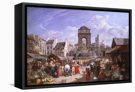 A View of the Market and Fountain of the Innocents, Paris, 1823-John James Chalon-Framed Premier Image Canvas