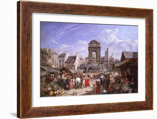 A View of the Market and Fountain of the Innocents, Paris, 1823-John James Chalon-Framed Giclee Print