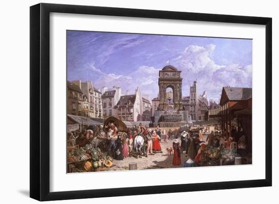 A View of the Market and Fountain of the Innocents, Paris, 1823-John James Chalon-Framed Giclee Print