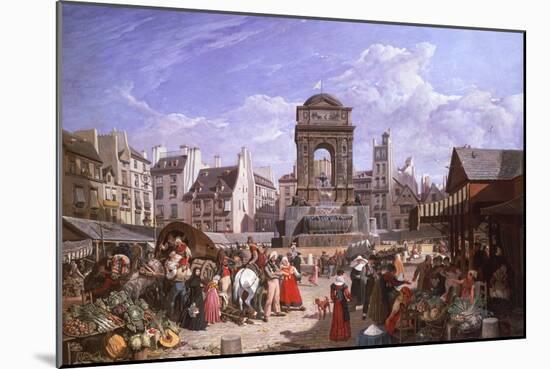 A View of the Market and Fountain of the Innocents, Paris, 1823-John James Chalon-Mounted Giclee Print
