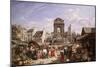 A View of the Market and Fountain of the Innocents, Paris-John James Chalon-Mounted Giclee Print