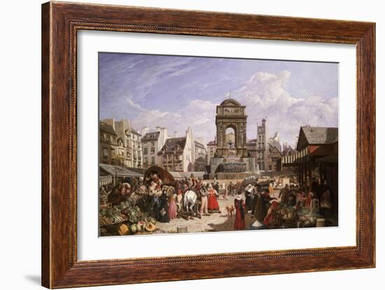 A View of the Market and Fountain of the Innocents, Paris-John James Chalon-Framed Giclee Print