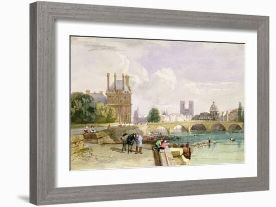 A View of the Pavillon de Flore and the Tuileries from the Seine, Notre Dame, Paris, 1829-David Cox-Framed Giclee Print