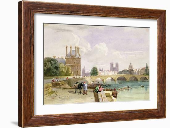 A View of the Pavillon de Flore and the Tuileries from the Seine, Notre Dame, Paris, 1829-David Cox-Framed Giclee Print