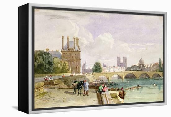 A View of the Pavillon de Flore and the Tuileries from the Seine, Notre Dame, Paris, 1829-David Cox-Framed Premier Image Canvas