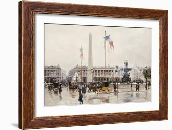 A View of the Place de la Concorde, Paris-Ulpiano Checa Y Sanz-Framed Giclee Print