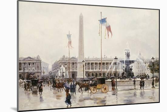 A View of the Place de la Concorde, Paris-Ulpiano Checa Y Sanz-Mounted Giclee Print