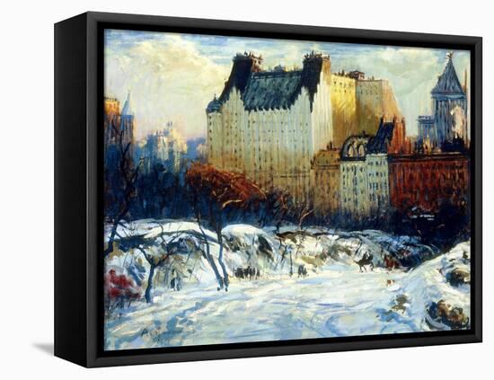 A View of the Plaza from Central Park-Arthur Clifton Goodwin-Framed Premier Image Canvas