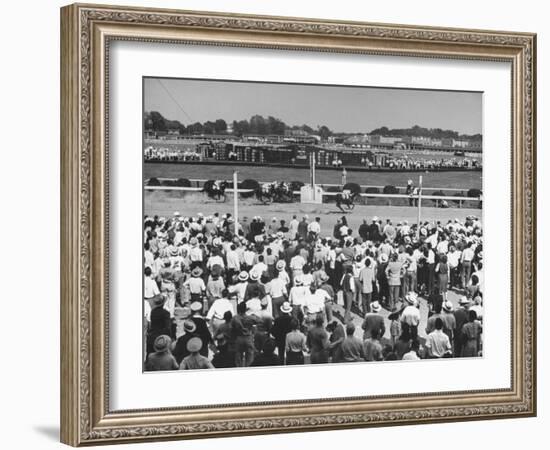 A View of the Preakness Dog Race on the Pimlico Race Tracks-null-Framed Photographic Print