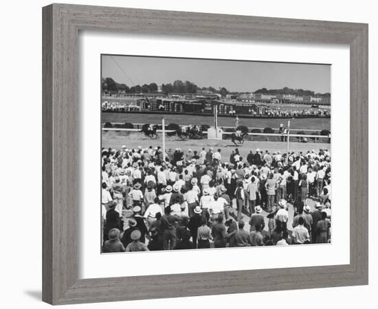 A View of the Preakness Dog Race on the Pimlico Race Tracks-null-Framed Photographic Print