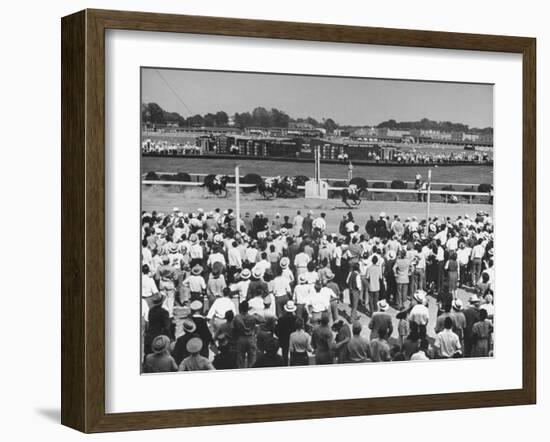 A View of the Preakness Dog Race on the Pimlico Race Tracks-null-Framed Photographic Print