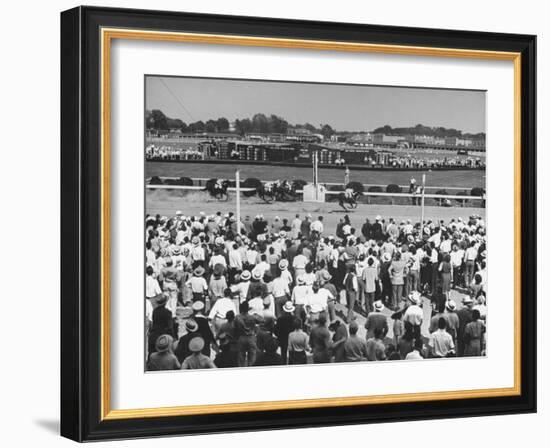 A View of the Preakness Dog Race on the Pimlico Race Tracks-null-Framed Photographic Print