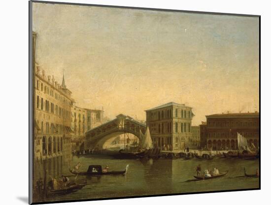 A View of the Rialto Bridge with the Palazzo dei Camerlenghi to the Right-Giuseppe Bernardino Bison-Mounted Giclee Print