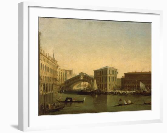 A View of the Rialto Bridge with the Palazzo dei Camerlenghi to the Right-Giuseppe Bernardino Bison-Framed Giclee Print