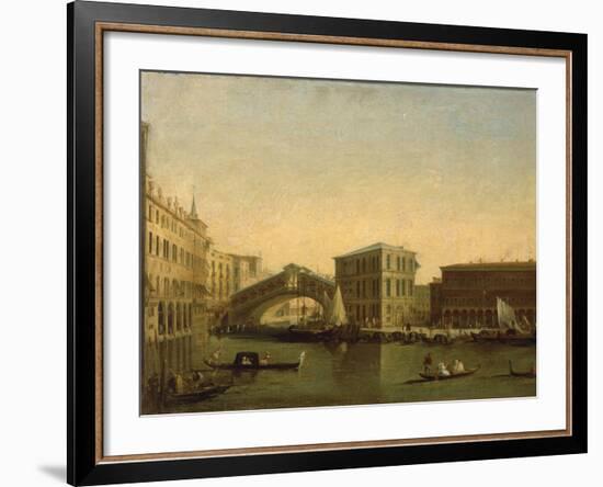 A View of the Rialto Bridge with the Palazzo dei Camerlenghi to the Right-Giuseppe Bernardino Bison-Framed Giclee Print