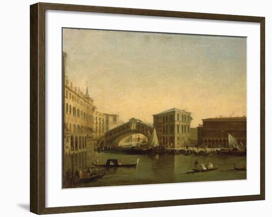 A View of the Rialto Bridge with the Palazzo dei Camerlenghi to the Right-Giuseppe Bernardino Bison-Framed Giclee Print