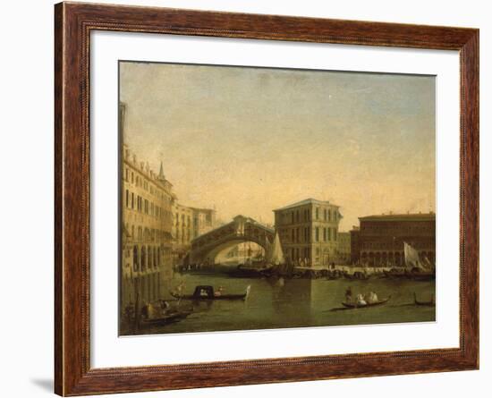 A View of the Rialto Bridge with the Palazzo dei Camerlenghi to the Right-Giuseppe Bernardino Bison-Framed Giclee Print