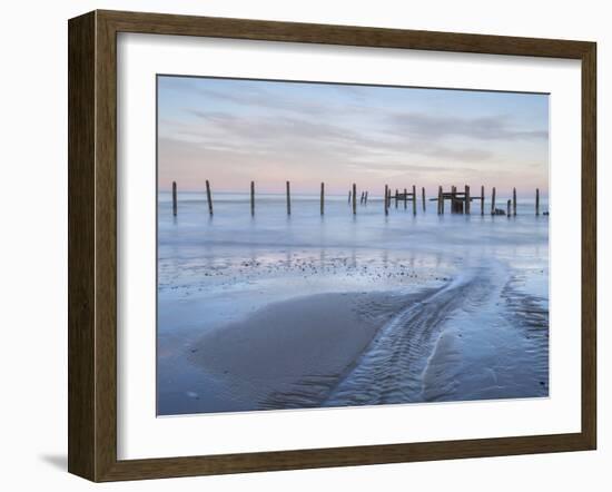 A view of the sea defences on the shoreline at Happisburgh, Norfolk, England, United Kingdom, Europ-Jon Gibbs-Framed Photographic Print