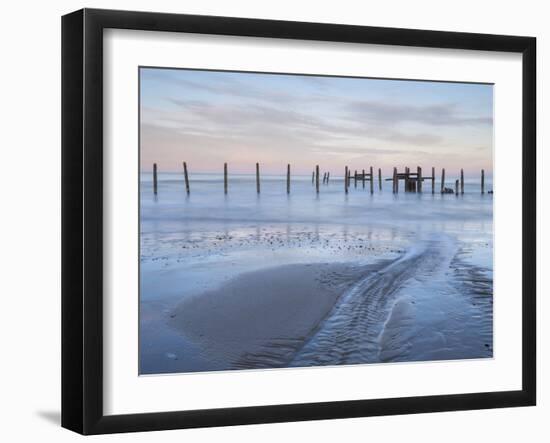 A view of the sea defences on the shoreline at Happisburgh, Norfolk, England, United Kingdom, Europ-Jon Gibbs-Framed Photographic Print