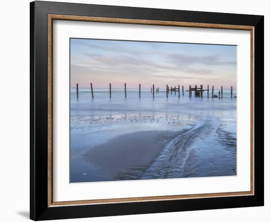 A view of the sea defences on the shoreline at Happisburgh, Norfolk, England, United Kingdom, Europ-Jon Gibbs-Framed Photographic Print