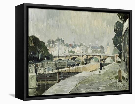 A View of the Seine, Paris-Paul Mathieu-Framed Premier Image Canvas