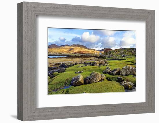 A view of the shore and hills of Portuairk, Sanna Bay along the Ardnamurchan coast in the Scottish -Peter Watson-Framed Photographic Print