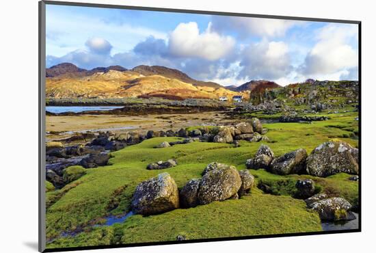 A view of the shore and hills of Portuairk, Sanna Bay along the Ardnamurchan coast in the Scottish -Peter Watson-Mounted Photographic Print