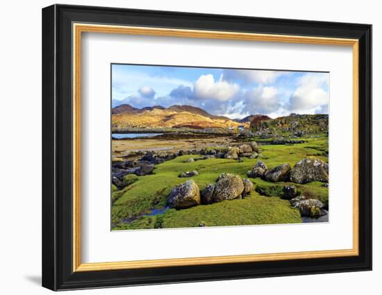 A view of the shore and hills of Portuairk, Sanna Bay along the Ardnamurchan coast in the Scottish -Peter Watson-Framed Photographic Print