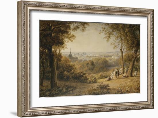 A View of Versailles with Elegant Figures in the Foreground at Sunset-Barret George the Younger-Framed Giclee Print