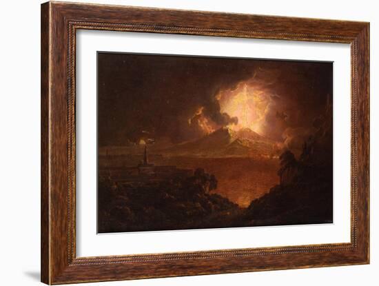 A View of Vesuvius Erupting by Night-Joseph Wright of Derby-Framed Giclee Print