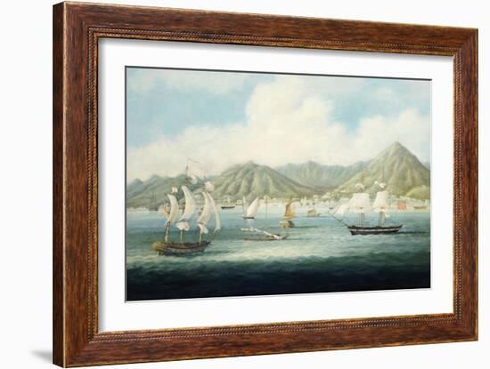 A View of Victoria, Hong Kong with British Ships and Other Vessels-null-Framed Giclee Print