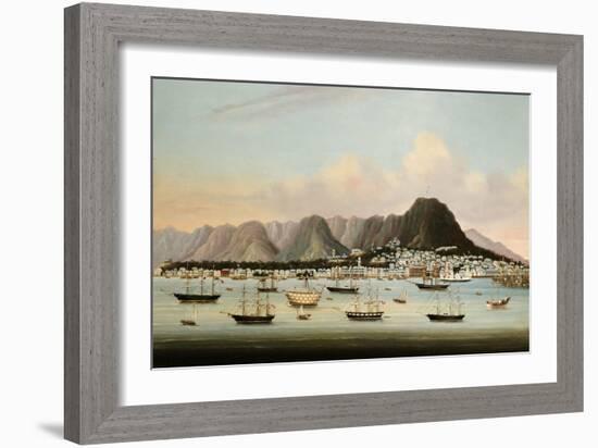 A View of Victoria, Hong Kong, with the Hulk H.M.S Princess Charlotte-null-Framed Giclee Print