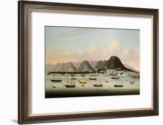 A View of Victoria, Hong Kong, with the Hulk H.M.S Princess Charlotte-null-Framed Giclee Print