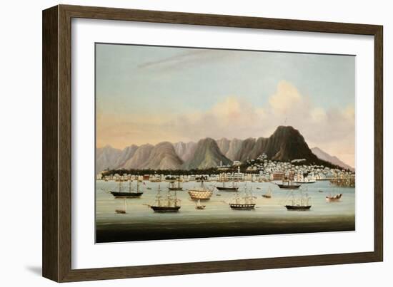 A View of Victoria, Hong Kong, with the Hulk H.M.S Princess Charlotte-null-Framed Giclee Print