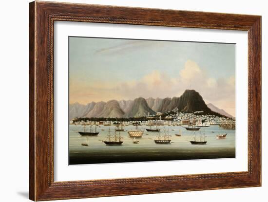 A View of Victoria, Hong Kong, with the Hulk H.M.S Princess Charlotte-null-Framed Giclee Print