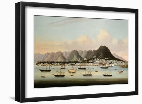 A View of Victoria, Hong Kong, with the Hulk H.M.S Princess Charlotte-null-Framed Giclee Print