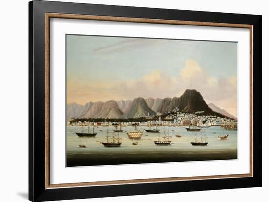 A View of Victoria, Hong Kong, with the Hulk H.M.S Princess Charlotte-null-Framed Giclee Print