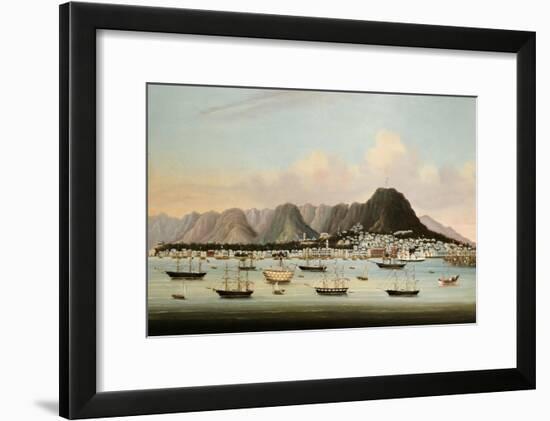 A View of Victoria, Hong Kong, with the Hulk H.M.S Princess Charlotte-null-Framed Giclee Print